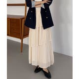アイボリー | callautia プリーツティアードスカート | JUNOAH