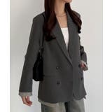 チャコール | callautia レイヤードデザインジャケット | JUNOAH