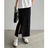 ブラック | callautia ファスナースリットIラインスカート | JUNOAH