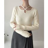 Meiru クロスネックリブニット | JUNOAH | 詳細画像4 