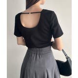 ブラック | Meiru 【取り外し可能パット付き】バックオープンカットトップス | JUNOAH