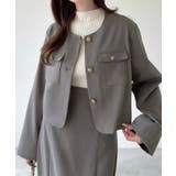 Meiru ノーカラージャケット+マーメイドスカートSET(薄手、裏地なし) | JUNOAH | 詳細画像12