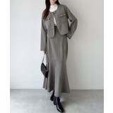 グレー | Meiru ノーカラージャケット+マーメイドスカートSET(薄手、裏地なし) | JUNOAH