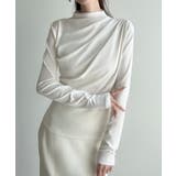 ホワイト | Meiru 薄手モックネックドレープトップス | JUNOAH