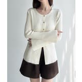 Meiru ロング丈ニュアンス釦ニットカーディガン | JUNOAH | 詳細画像14 