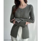 Meiru ロング丈ニュアンス釦ニットカーディガン | JUNOAH | 詳細画像2 