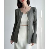 Meiru ロング丈ニュアンス釦ニットカーディガン | JUNOAH | 詳細画像8 