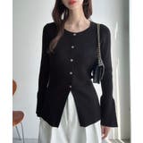 Meiru ロング丈ニュアンス釦ニットカーディガン | JUNOAH | 詳細画像9 