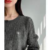 Meiru ロゴモチーフケーブルショートニットカーディガン | JUNOAH | 詳細画像10 