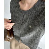 Meiru ロゴモチーフケーブルショートニットカーディガン | JUNOAH | 詳細画像12 