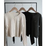 Meiru ロゴモチーフケーブルショートニットカーディガン | JUNOAH | 詳細画像14 