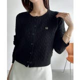 Meiru ロゴモチーフケーブルショートニットカーディガン | JUNOAH | 詳細画像5 