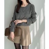 Meiru ロゴモチーフケーブルショートニットカーディガン | JUNOAH | 詳細画像9 