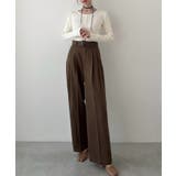 Meiru ベルト付きツータックワイドパンツ | JUNOAH | 詳細画像14