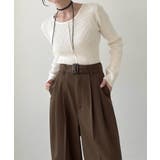 Meiru ベルト付きツータックワイドパンツ | JUNOAH | 詳細画像16