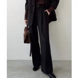 ブラック | Meiru ベルト付きツータックワイドパンツ | JUNOAH