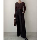 Meiru ベルト付きツータックワイドパンツ | JUNOAH | 詳細画像2