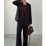 Meiru ベルト付きツータックワイドパンツ | JUNOAH | 詳細画像6