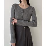 チャコール | Meiru バックオープンリブニット | JUNOAH