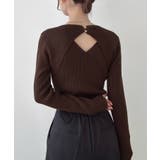 ブラウン | Meiru バックオープンリブニット | JUNOAH