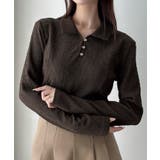 Meiru 薄手ストレッチジャガード長袖ポロカットソー | JUNOAH | 詳細画像10