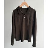 Meiru 薄手ストレッチジャガード長袖ポロカットソー | JUNOAH | 詳細画像13