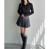 Meiru 薄手ストレッチジャガード長袖ポロカットソー | JUNOAH | 詳細画像2