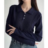 Meiru 薄手ストレッチジャガード長袖ポロカットソー | JUNOAH | 詳細画像5