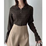 Meiru 薄手ストレッチジャガード長袖ポロカットソー | JUNOAH | 詳細画像9