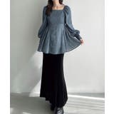 Meiru スクエアネックジャガードペプラムトップス（薄手） | JUNOAH | 詳細画像12 