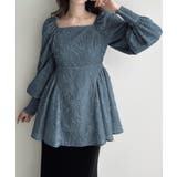 Meiru スクエアネックジャガードペプラムトップス（薄手） | JUNOAH | 詳細画像14 