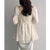 Meiru スクエアネックジャガードペプラムトップス（薄手） | JUNOAH | 詳細画像4 