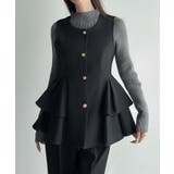 Meiru ゴールドボタンペプラムベスト+スラックスset(薄手、裏地なし) | JUNOAH | 詳細画像12