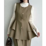 Meiru ゴールドボタンペプラムベスト+スラックスset(薄手、裏地なし) | JUNOAH | 詳細画像5