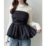 ブラック | Meiru バルーンビスチェドッキングニット | JUNOAH