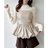 ライトベージュ | Meiru バルーンビスチェドッキングニット | JUNOAH