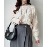 Meiru クルーネックケーブルショートニット | JUNOAH | 詳細画像2 