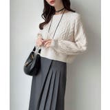 Meiru クルーネックケーブルショートニット | JUNOAH | 詳細画像3 