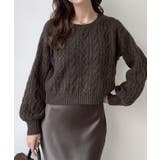 Meiru クルーネックケーブルショートニット | JUNOAH | 詳細画像4 