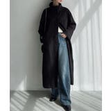 ブラック | Meiru スタンドカラーロングコート | JUNOAH