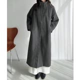 グレー | Meiru スタンドカラーロングコート | JUNOAH