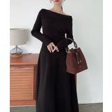 Meiru オフショル風フレアニットワンピース | JUNOAH | 詳細画像10