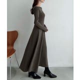 Meiru オフショル風フレアニットワンピース | JUNOAH | 詳細画像3