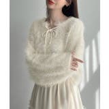 Meiru リボンキーネックフェザーニット | JUNOAH | 詳細画像2 