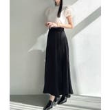 Meiru ハイウエストサイドプリーツサテンスカート | JUNOAH | 詳細画像1