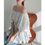 Meiru 2wayオフショル花柄ペプラムトップス | JUNOAH | 詳細画像4 