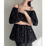 Meiru 2wayオフショル花柄ペプラムトップス | JUNOAH | 詳細画像7 