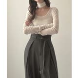 Meiru 細ベルトハイウエストタックワイドパンツ | JUNOAH | 詳細画像10