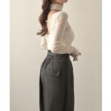 Meiru 細ベルトハイウエストタックワイドパンツ | JUNOAH | 詳細画像11