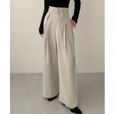 アイボリー | Meiru 細ベルトハイウエストタックワイドパンツ | JUNOAH